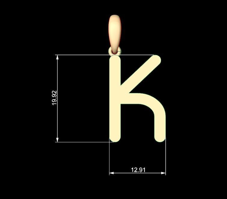 Initial Letters Pendant Likeguard K 3D print model_4
