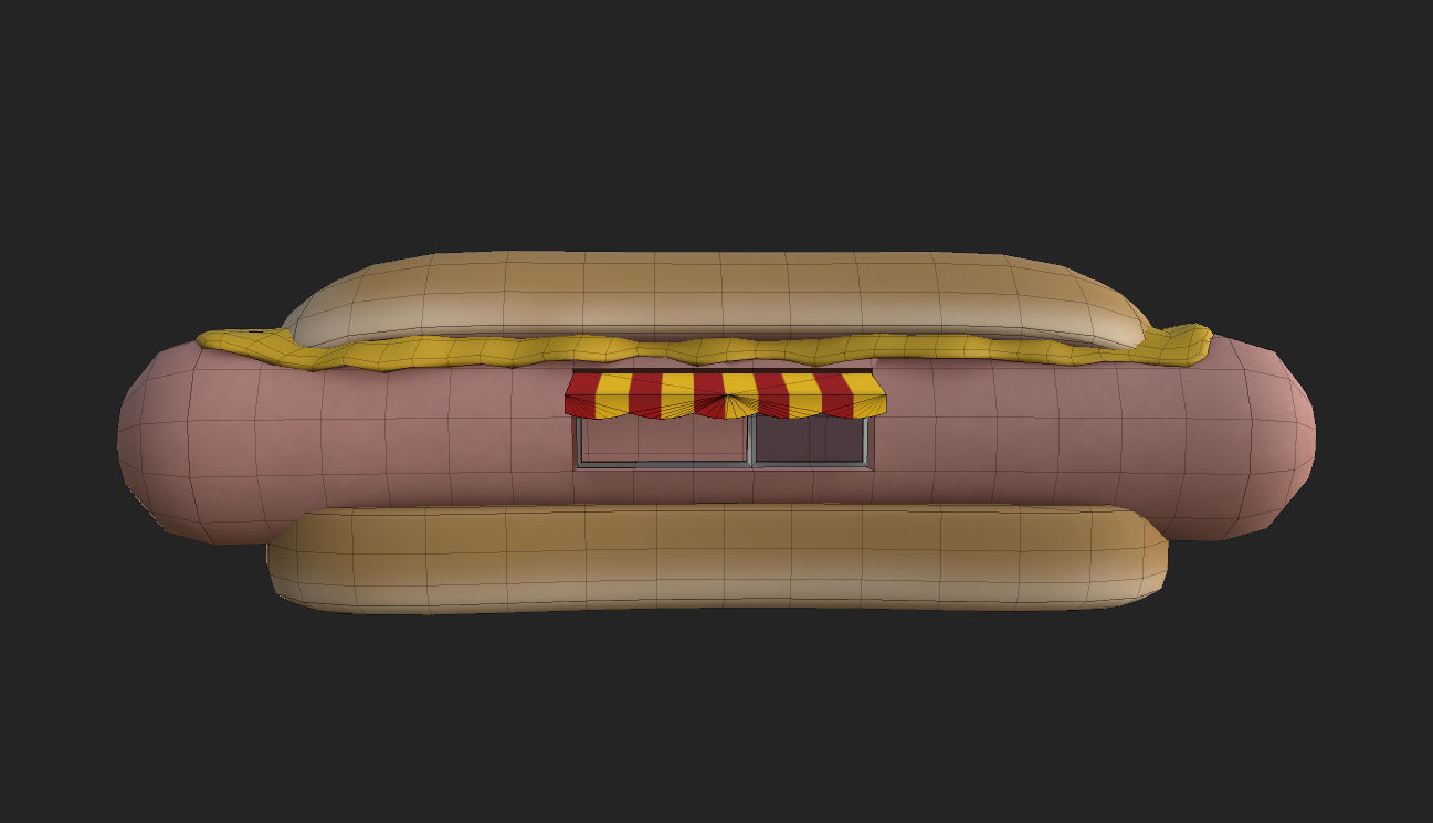 Hot dog building shop Low-poly 3D model_7