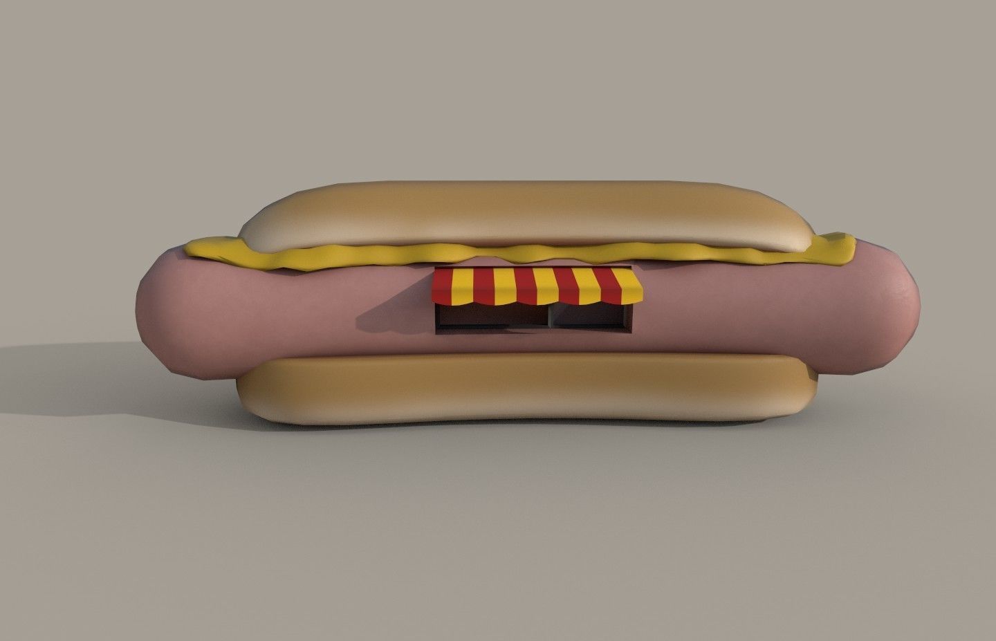 Hot dog building shop Low-poly 3D model_4