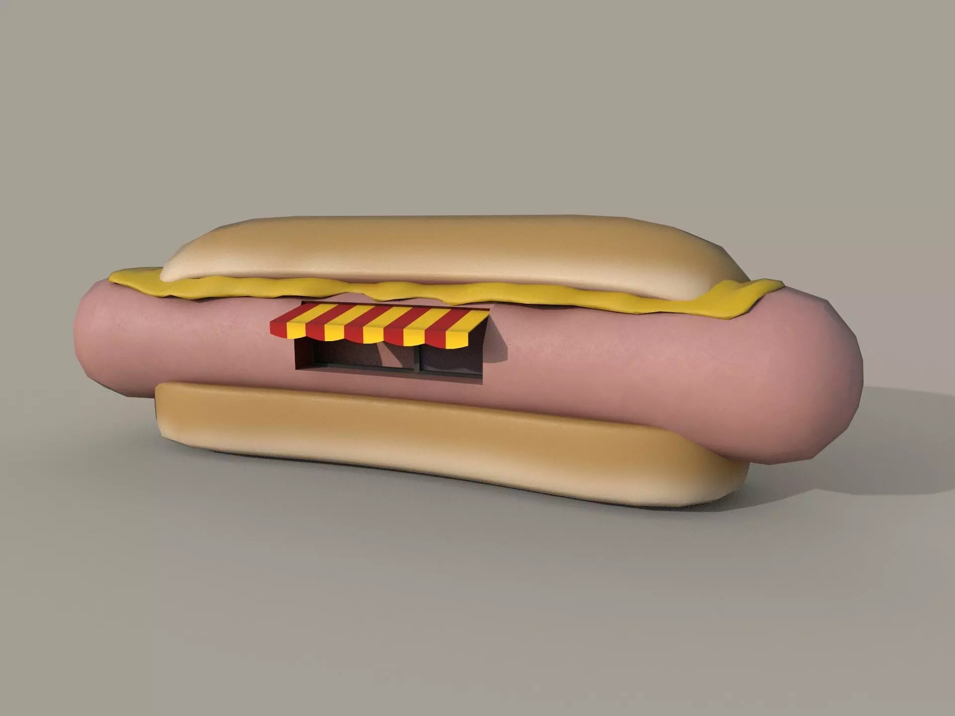 Hot dog building shop Low-poly 3D model_0