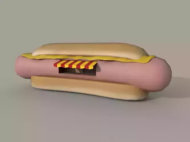 Hot dog building shop Low-poly 3D model