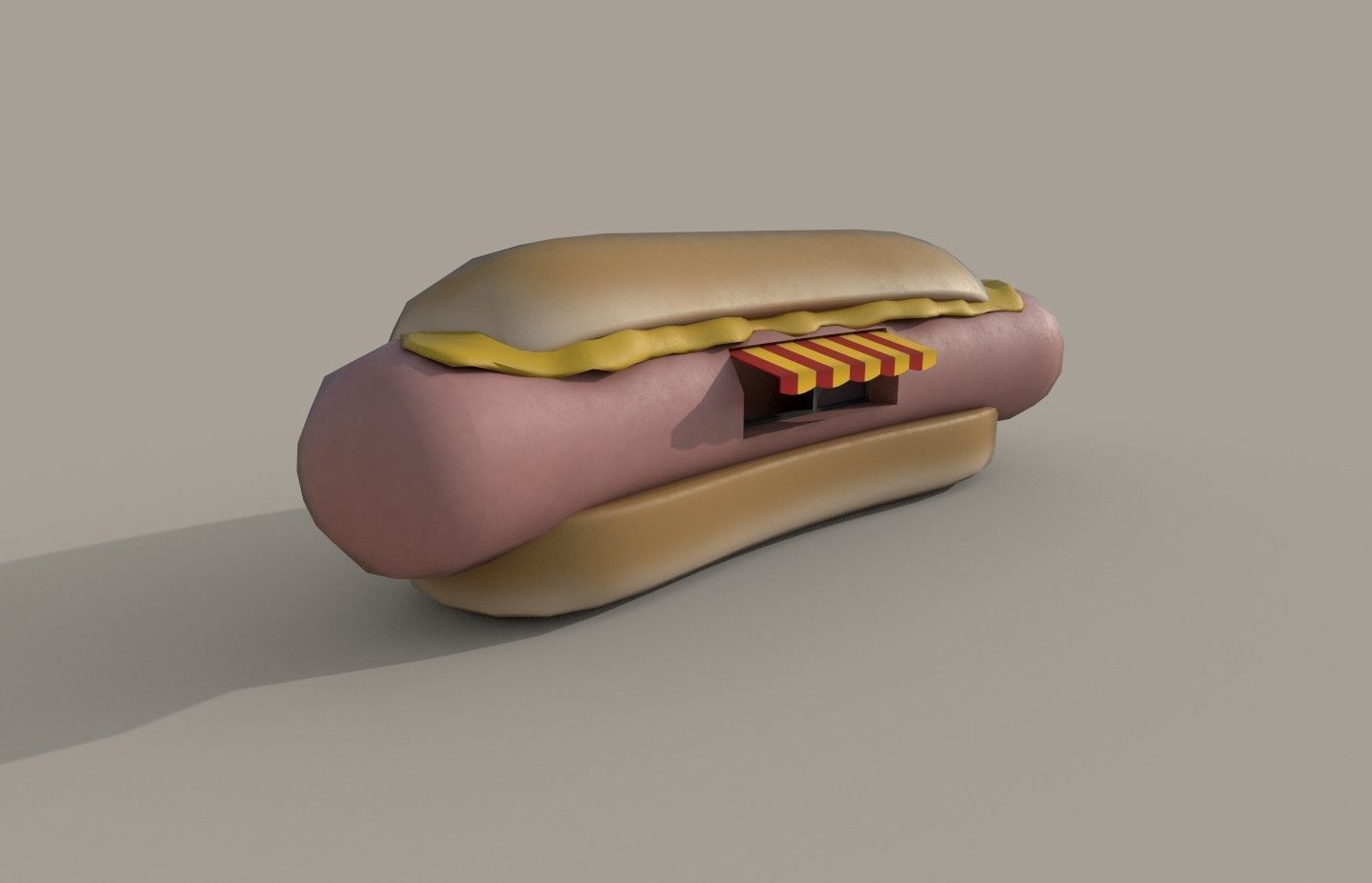 Hot dog building shop Low-poly 3D model_1