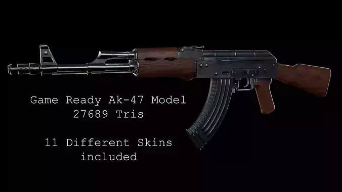 Ak-47 with 11 skins Low-poly 3D model