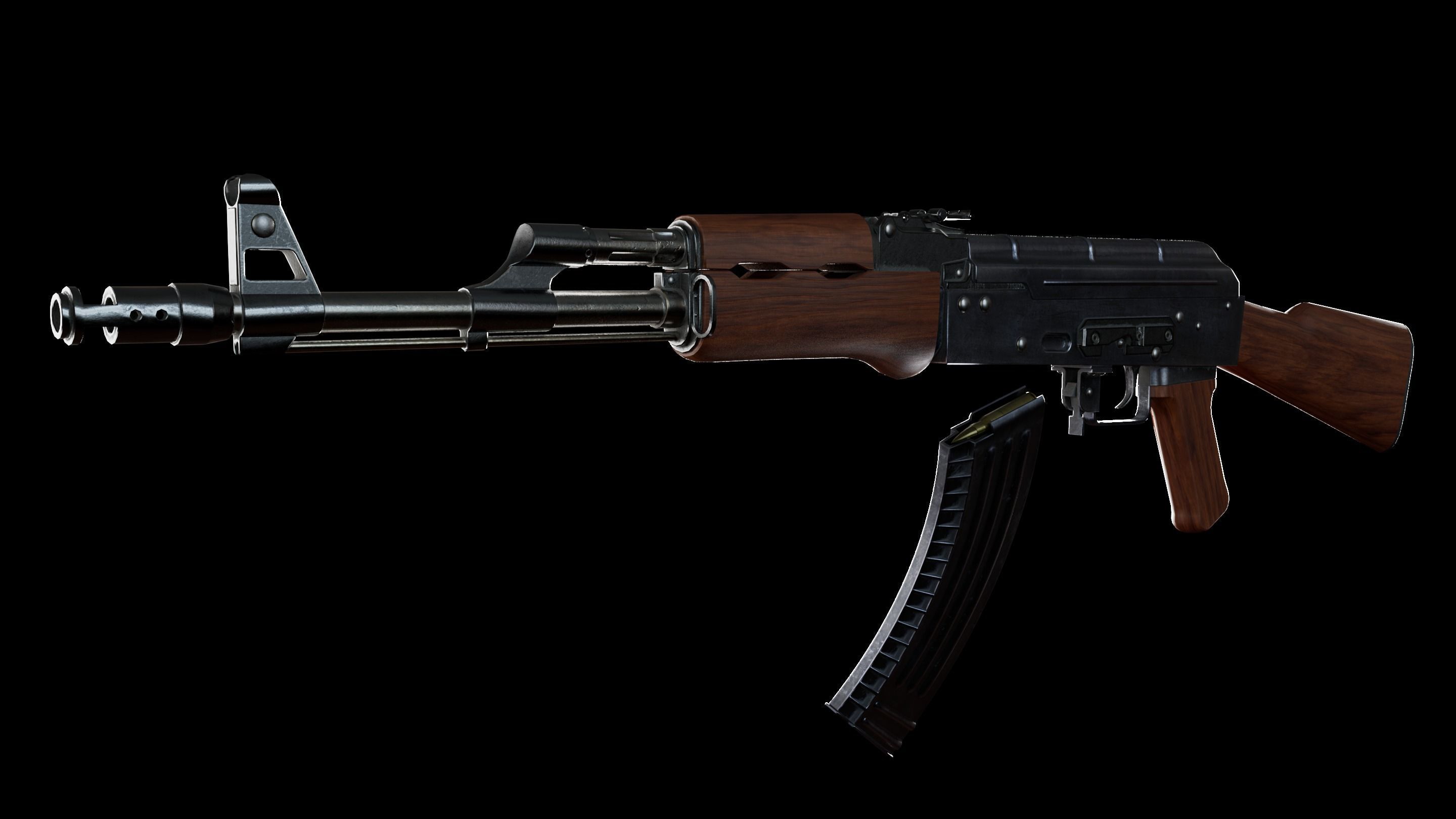 Ak-47 with 11 skins Low-poly 3D model_3