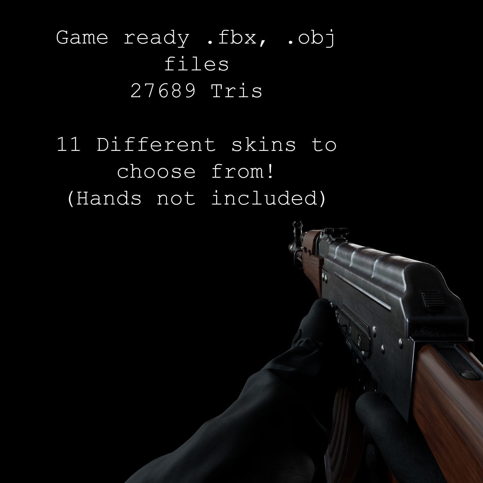 Ak-47 with 11 skins Low-poly 3D model_4