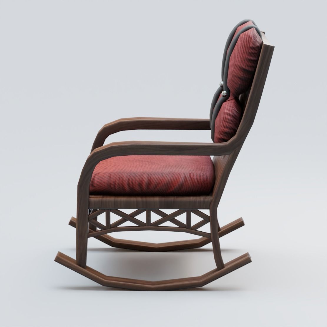 Chair rocking with cushions Low-poly 3D model_2