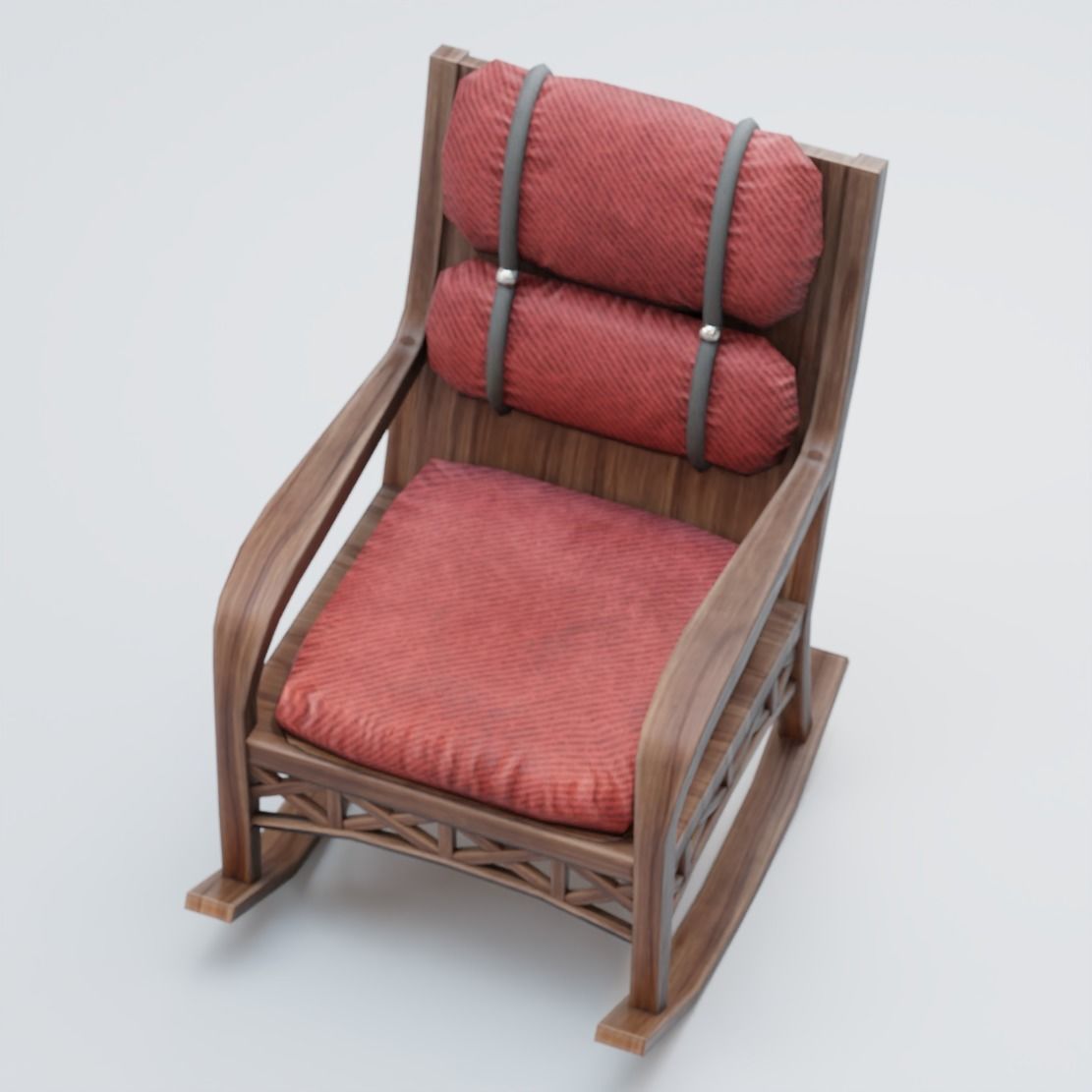 Chair rocking with cushions Low-poly 3D model_4