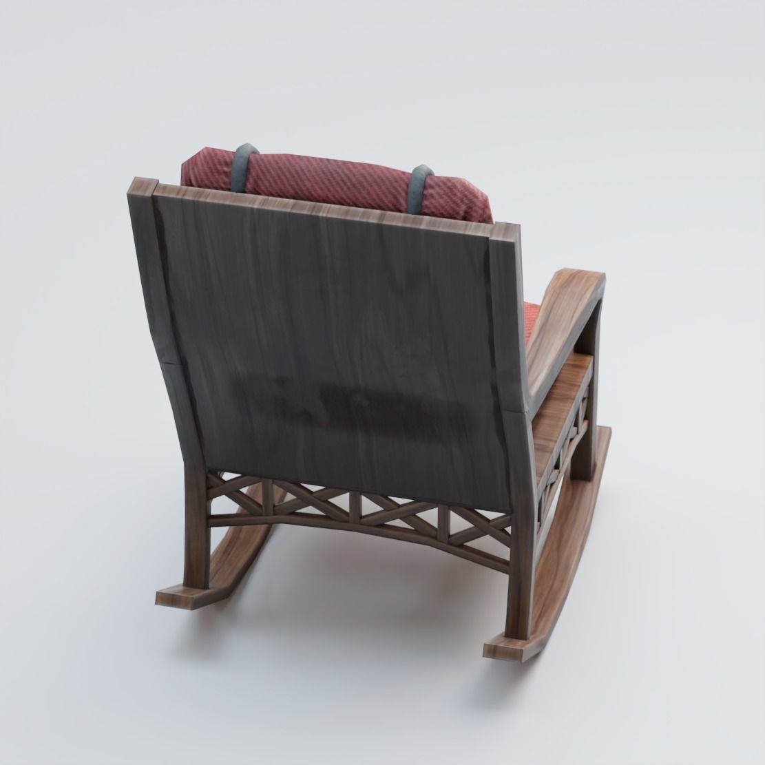 Chair rocking with cushions Low-poly 3D model_3