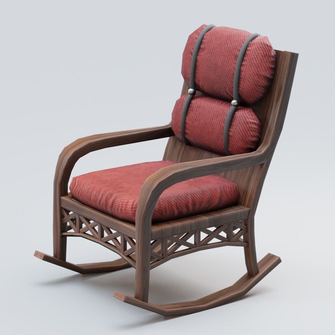 Chair rocking with cushions Low-poly 3D model_1