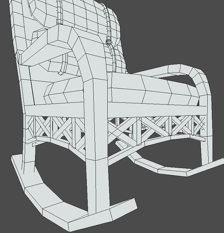 Chair rocking with cushions Low-poly 3D model_9