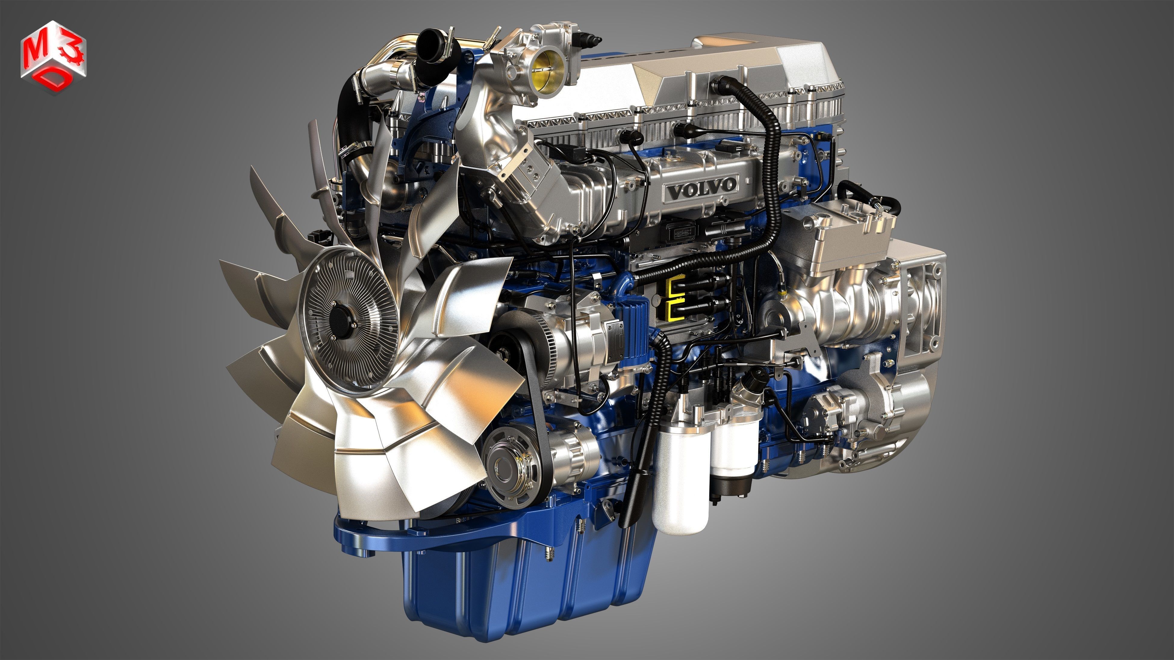D13 Engine - MP8 Engine - 6Cylinder Truck Diesel Engines  2 in 1 3D Model Collection_2