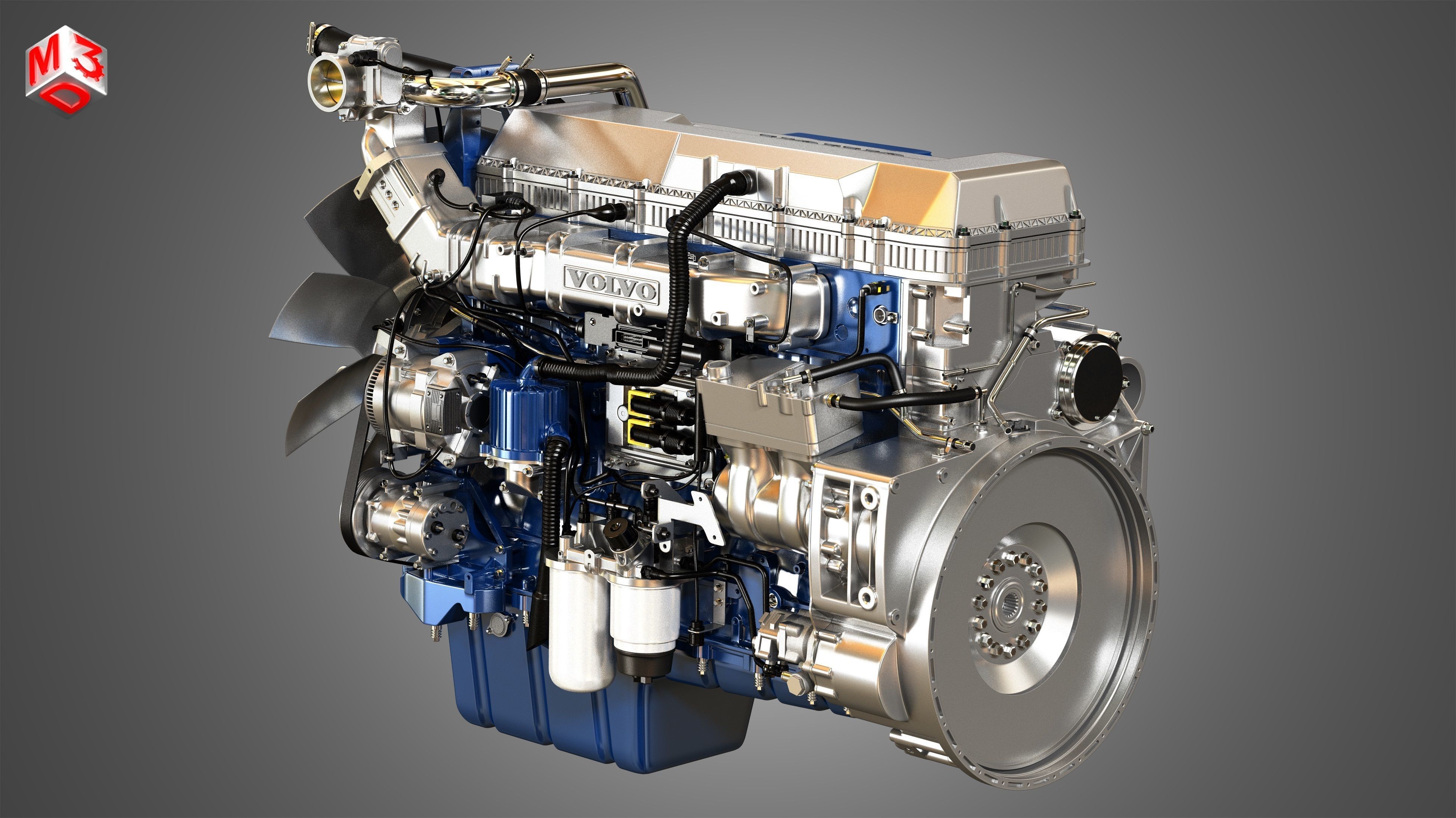 D13 Engine - MP8 Engine - 6Cylinder Truck Diesel Engines  2 in 1 3D Model Collection_7