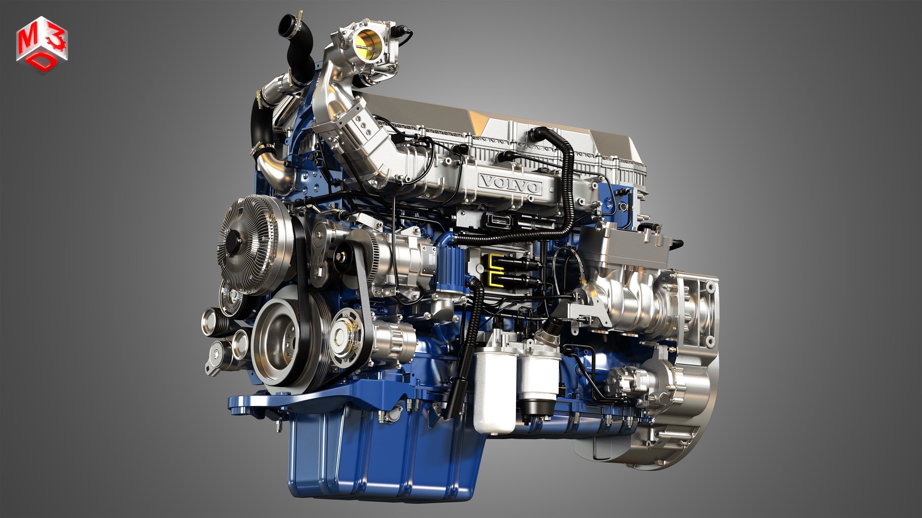 D13 Engine - MP8 Engine - 6Cylinder Truck Diesel Engines  2 in 1 3D Model Collection_10