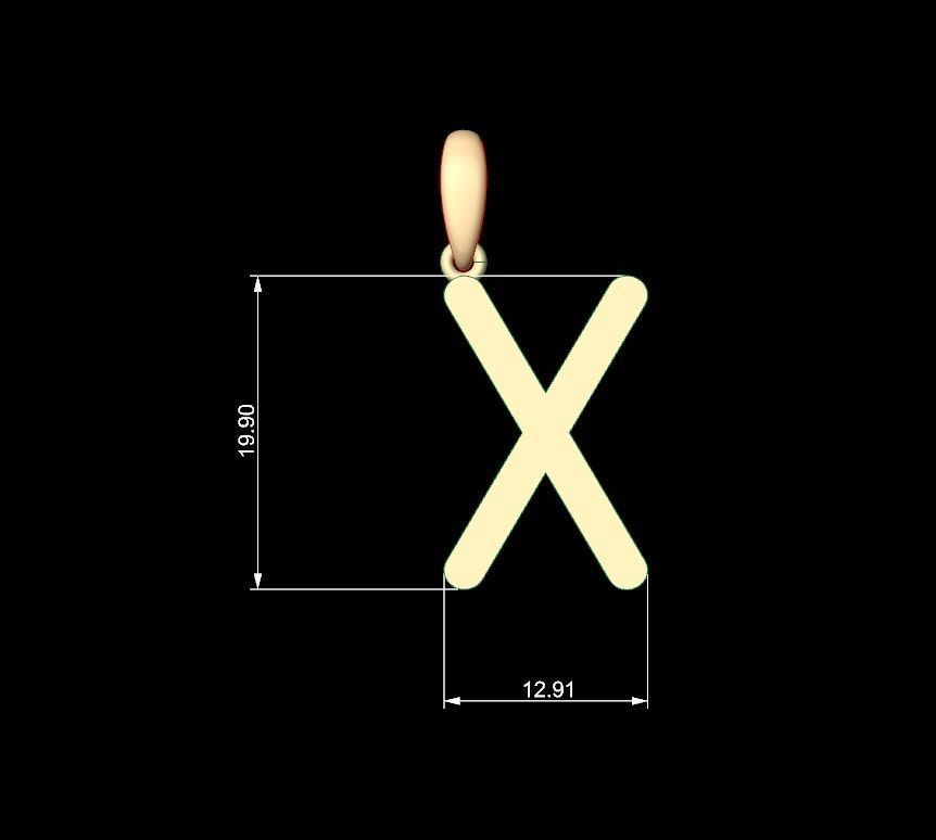 Initial Letters Pendant Likeguard X 3D print model_4