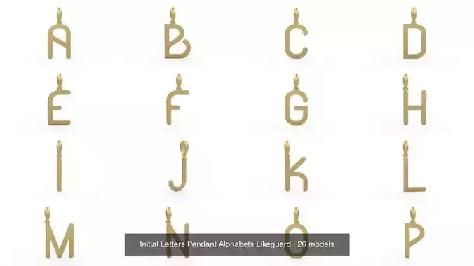 Initial Letters Pendant Alphabets Likeguard 3D Model Collection