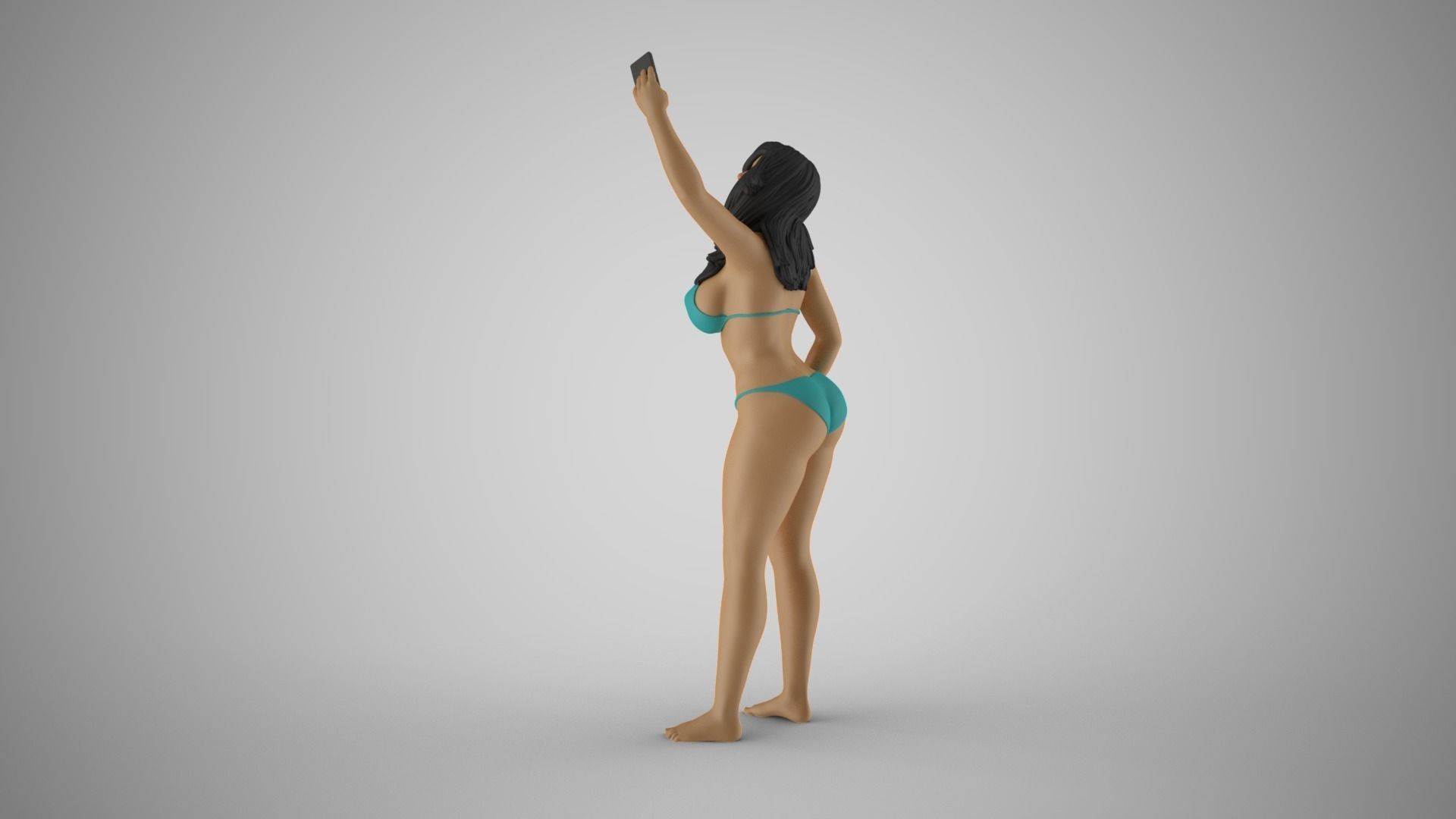 Girl Get Selfie Against Background 3D print model_8