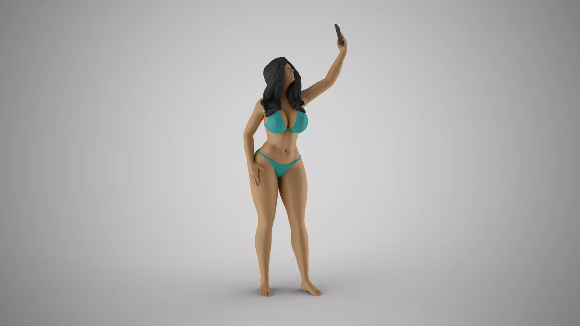 Girl Get Selfie Against Background 3D print model_0