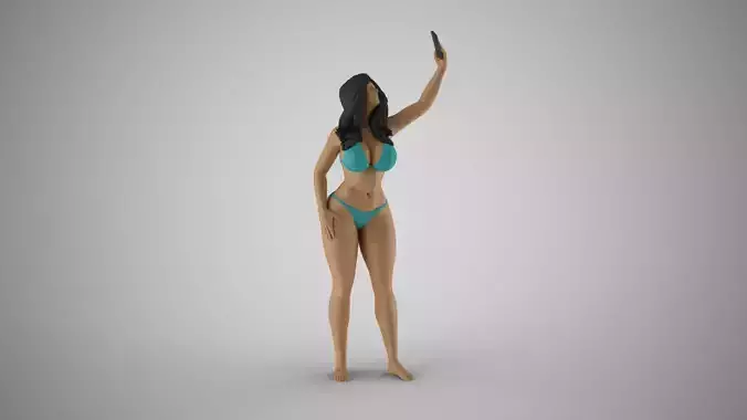 Girl Get Selfie Against Background