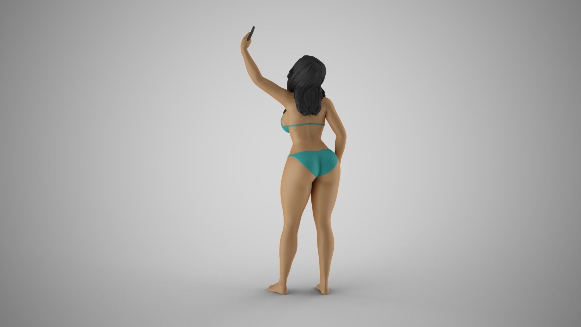 Girl Get Selfie Against Background 3D print model_7