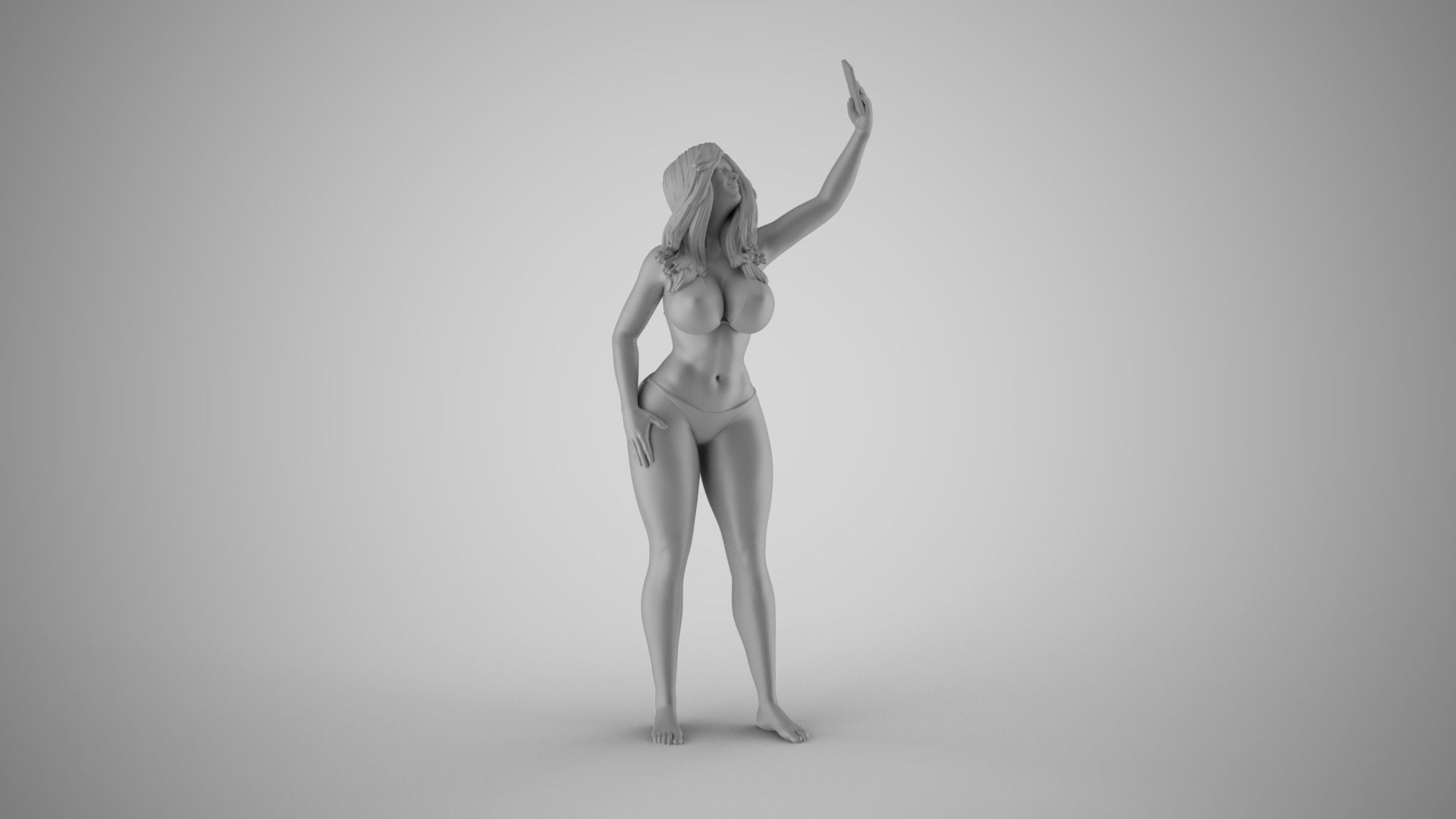 Girl Get Selfie Against Background 3D print model_2