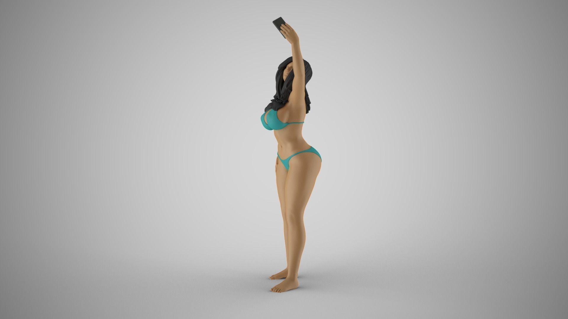 Girl Get Selfie Against Background 3D print model_9