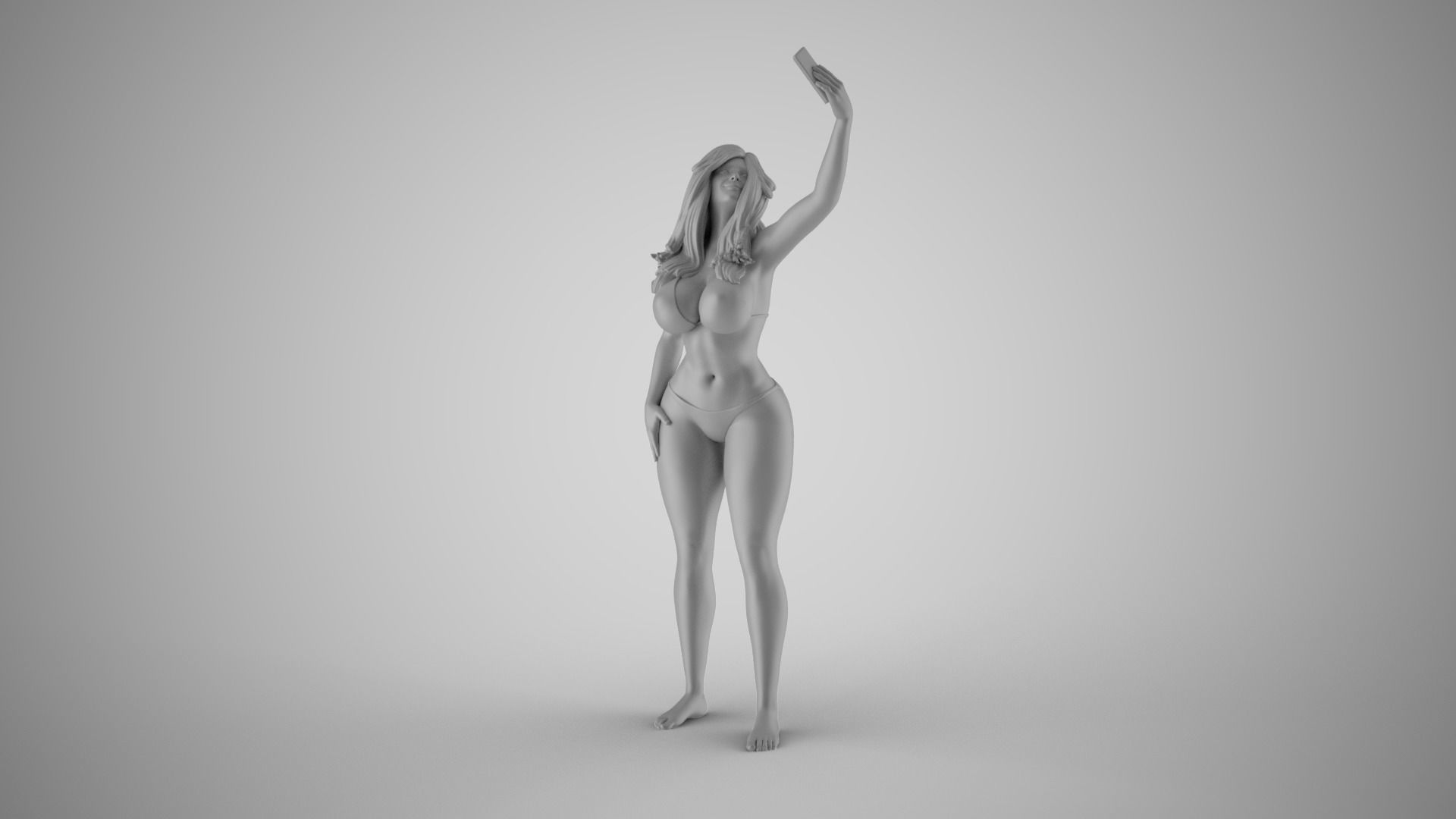 Girl Get Selfie Against Background 3D print model_1