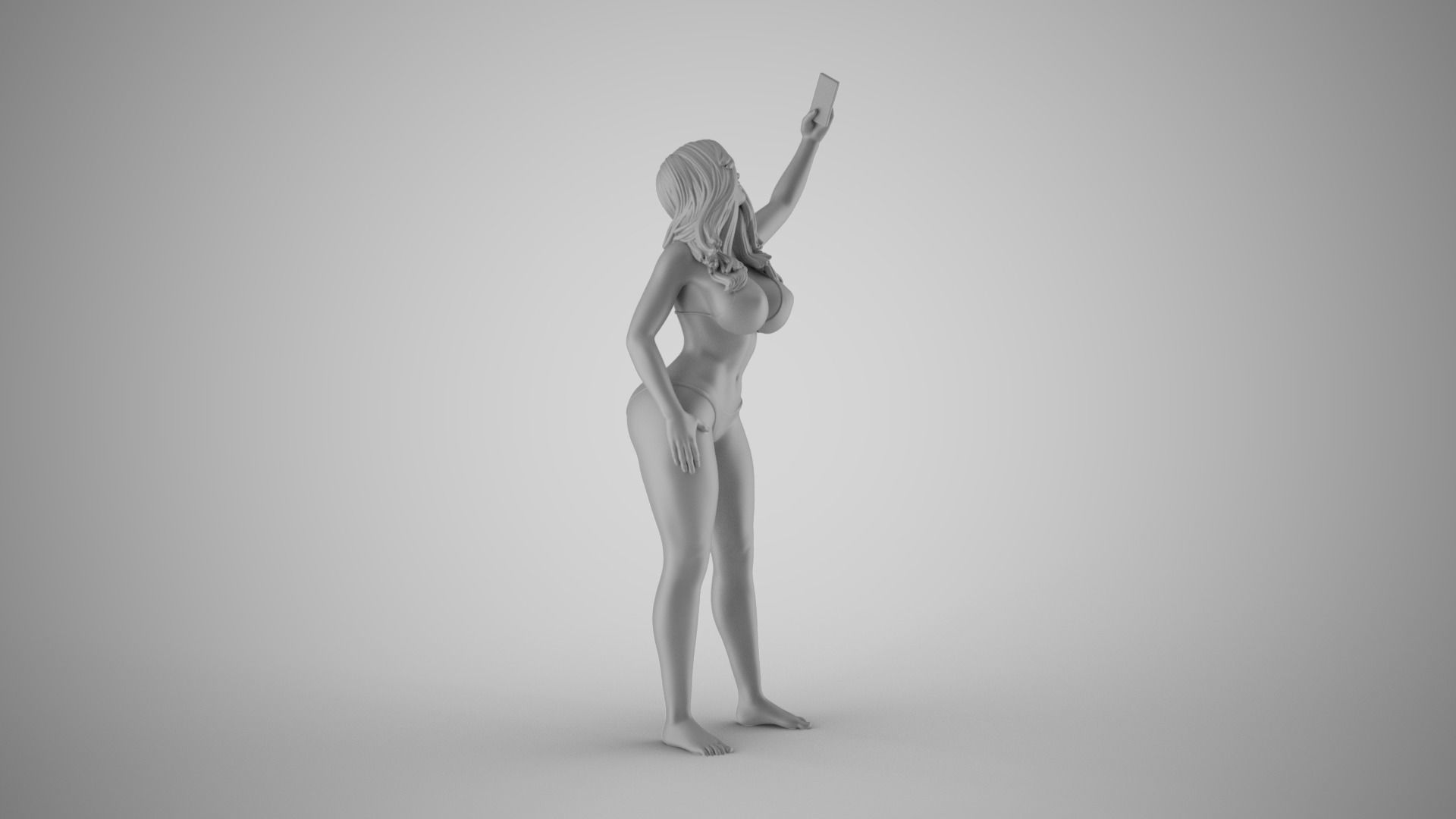 Girl Get Selfie Against Background 3D print model_3