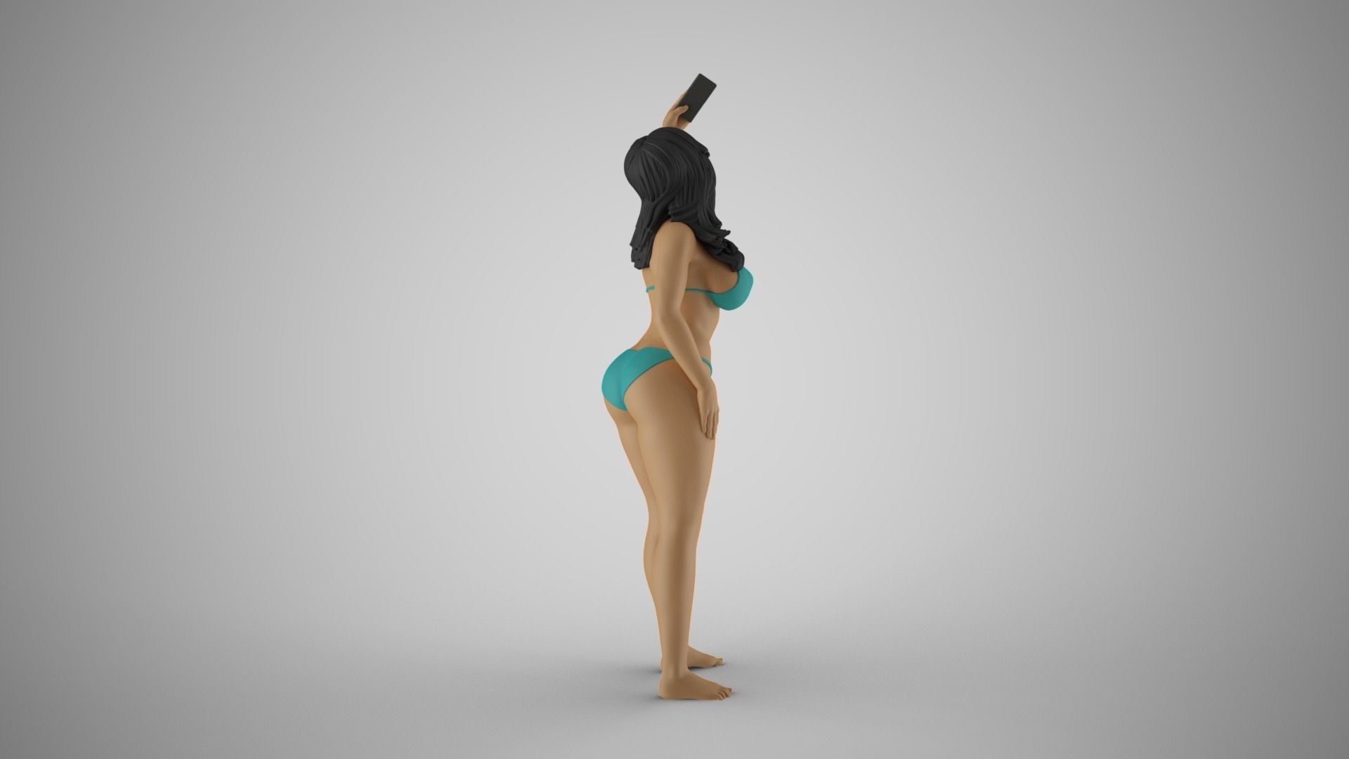 Girl Get Selfie Against Background 3D print model_5