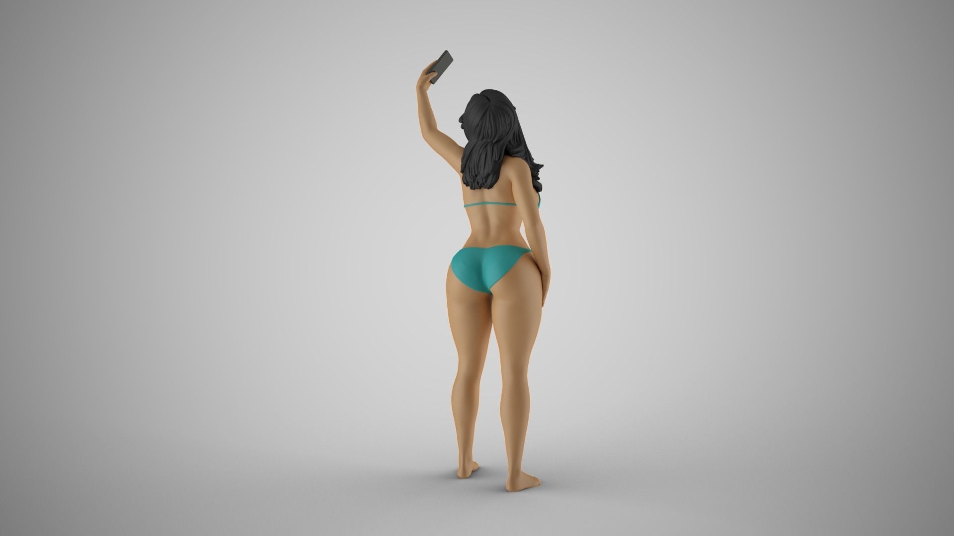 Girl Get Selfie Against Background 3D print model_6