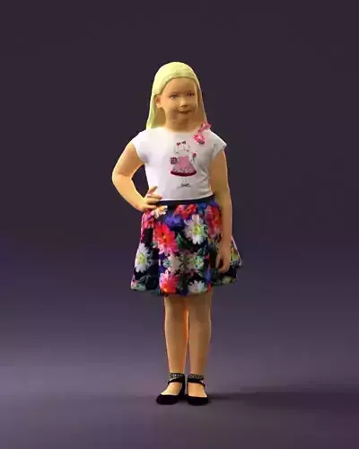 Young girl in flowered skirt 0752