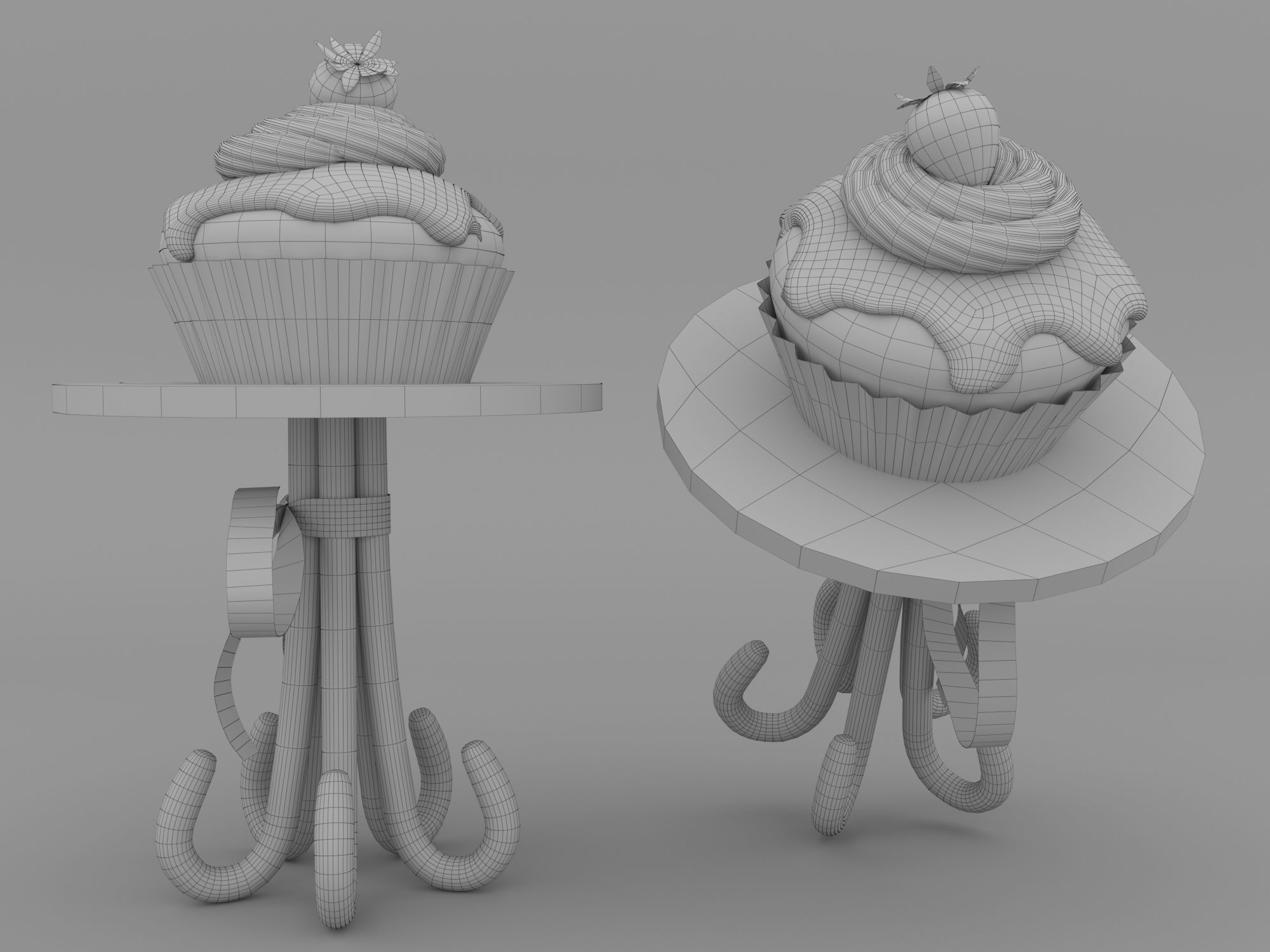 Muffins on a caramel stand 3D model_6