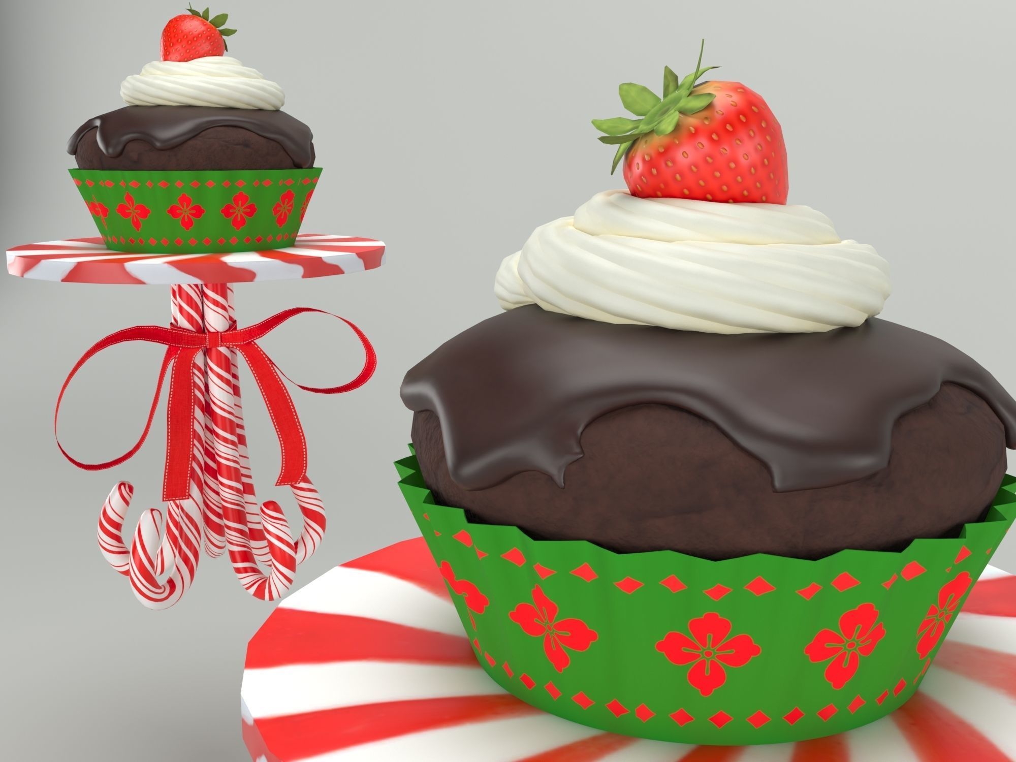 Muffins on a caramel stand 3D model_1
