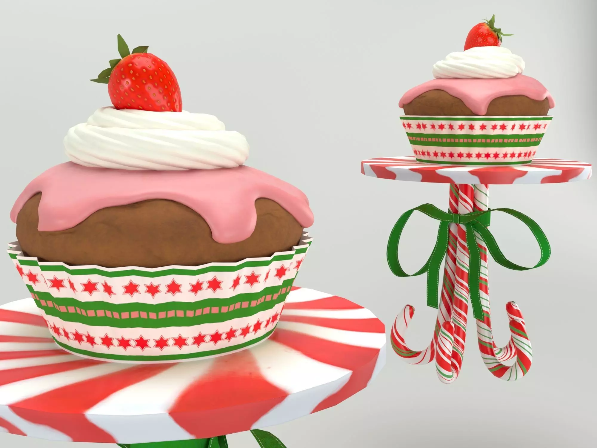 Muffins on a caramel stand 3D model_0