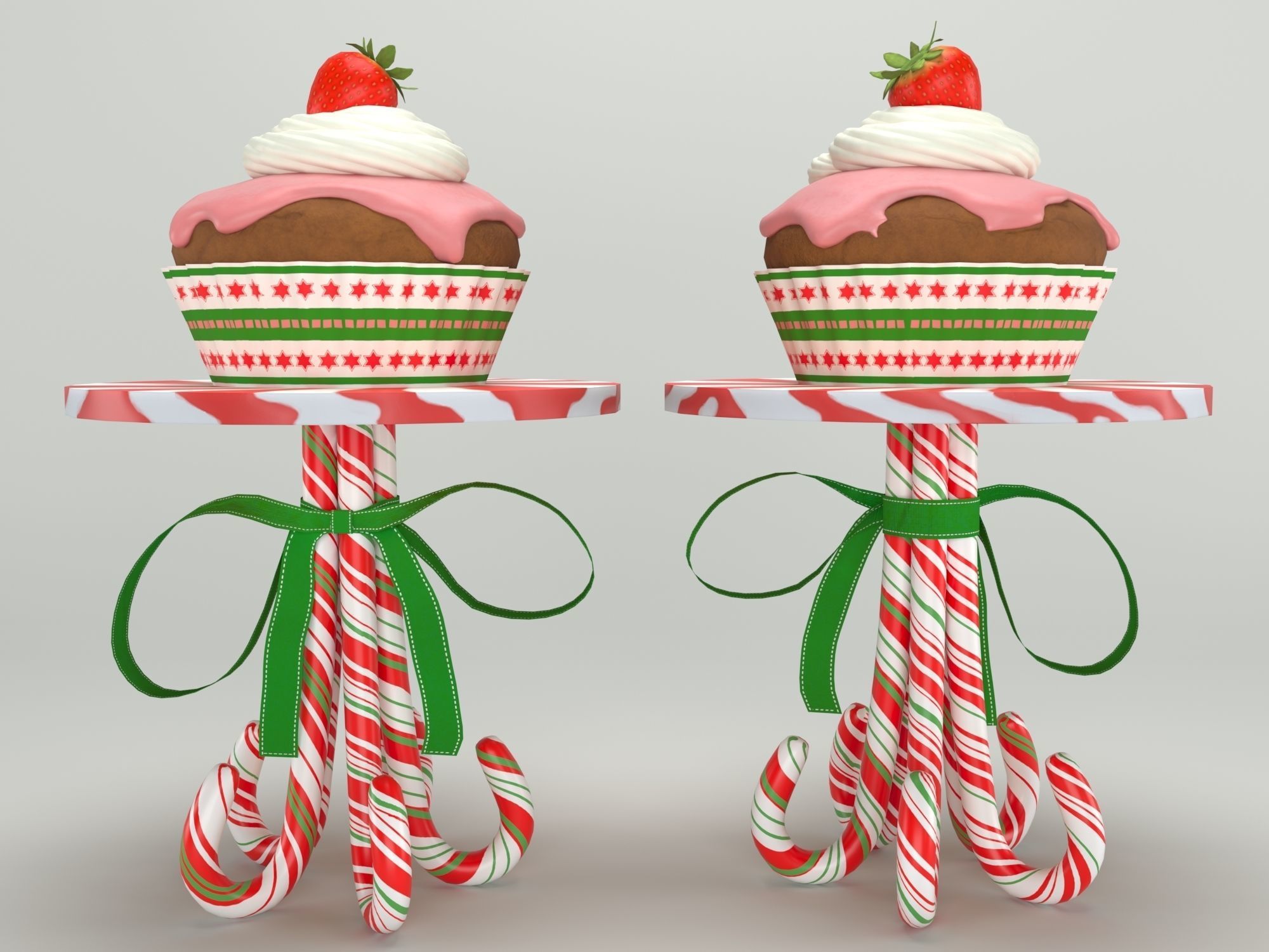 Muffins on a caramel stand 3D model_4