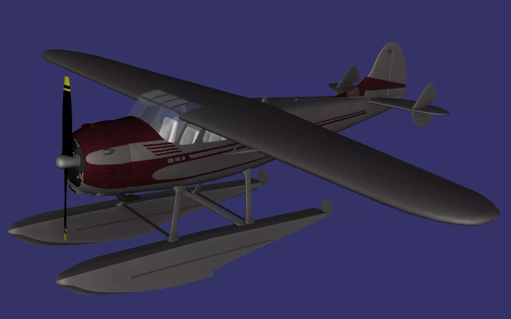 3D model Cessna 195 Businessliner floats version VR / AR / low