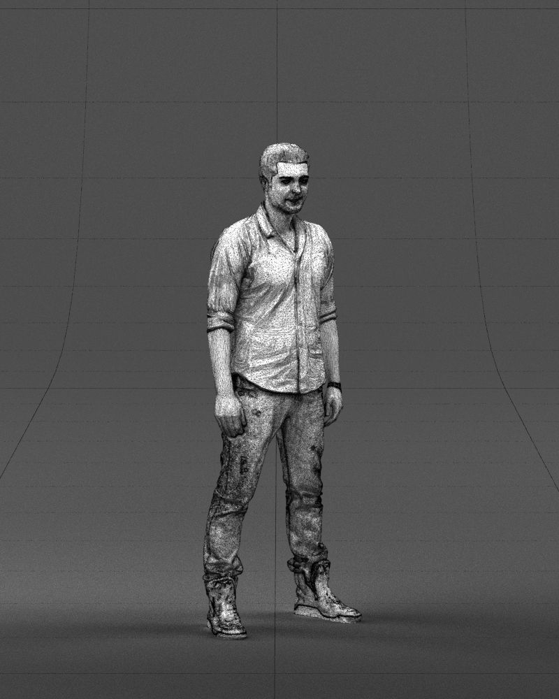 Young man in shirt and sneakers 0429 3D model_5