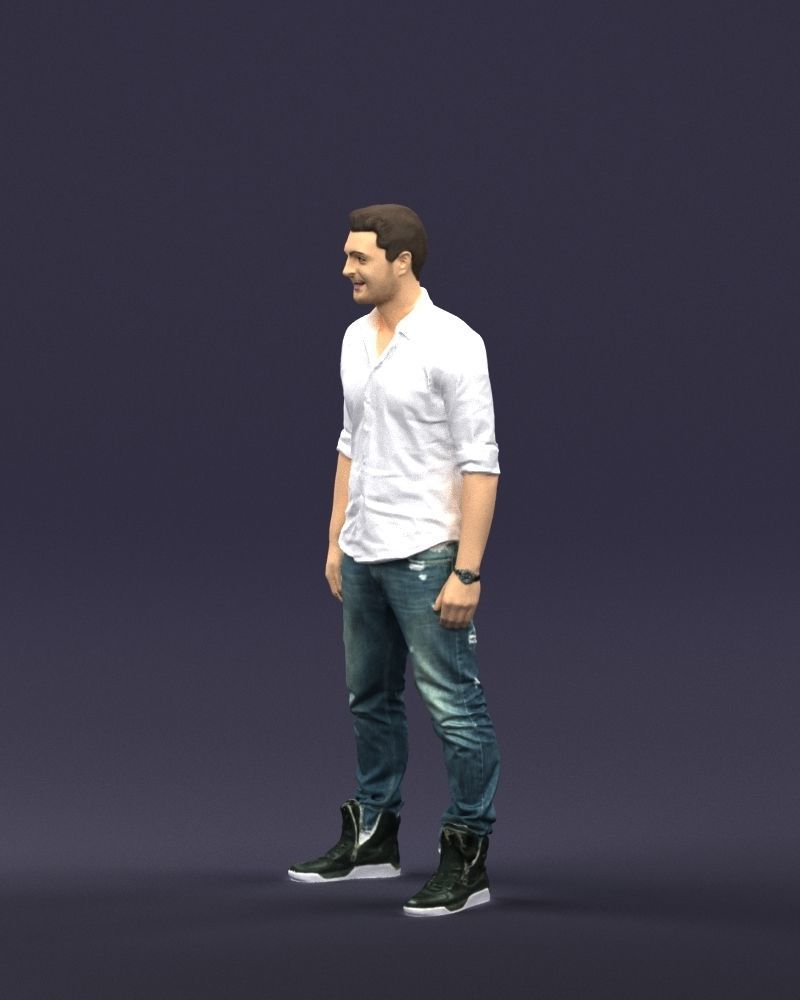 Young man in shirt and sneakers 0429 3D model_30