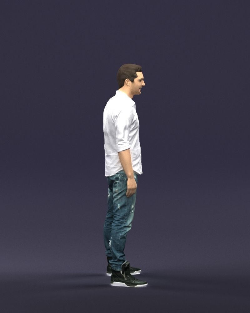 Young man in shirt and sneakers 0429 3D model_9
