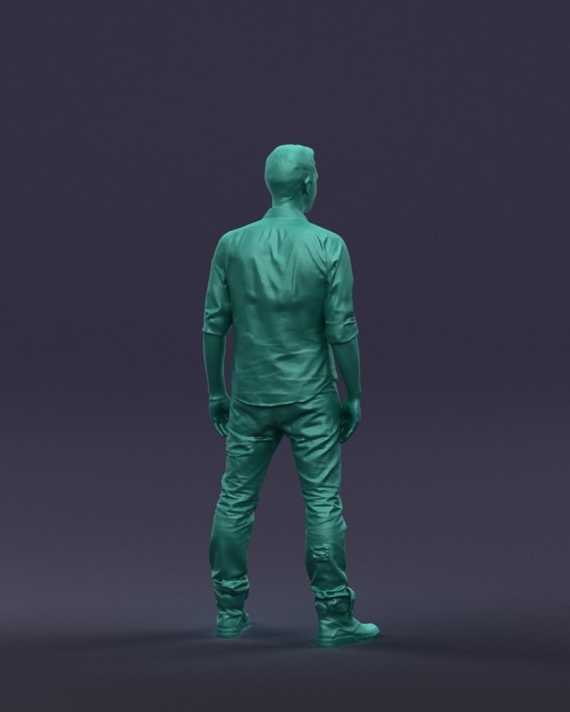 Young man in shirt and sneakers 0429 3D model_16