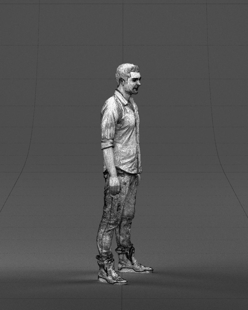 Young man in shirt and sneakers 0429 3D model_8