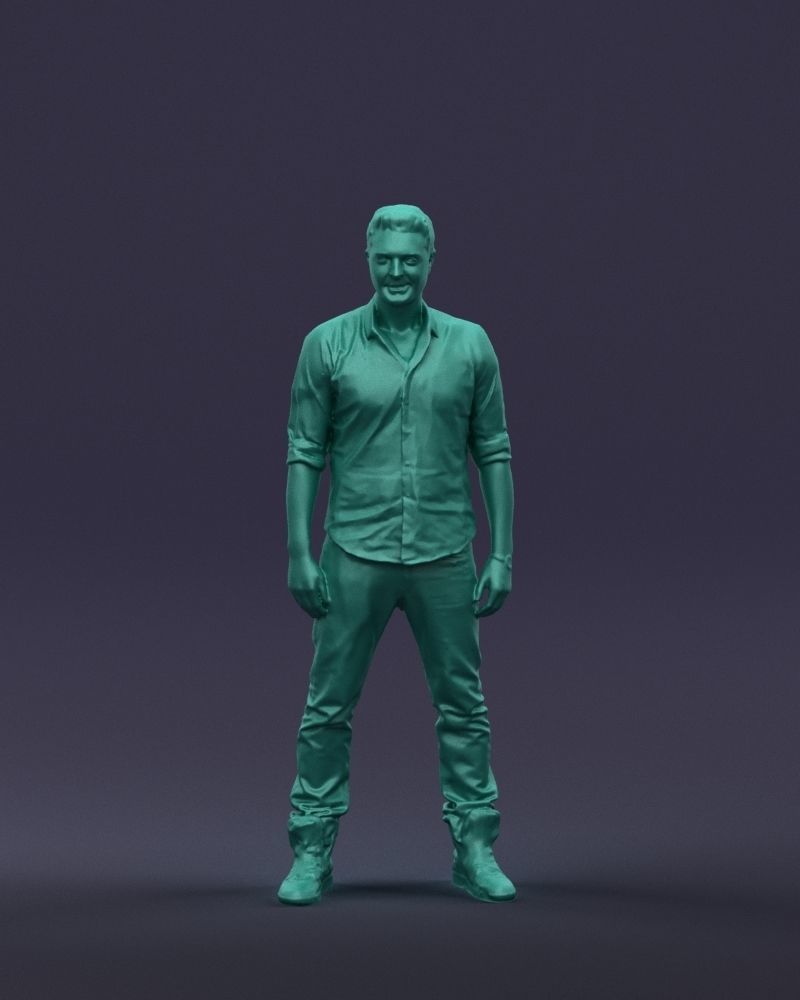 Young man in shirt and sneakers 0429 3D model_1