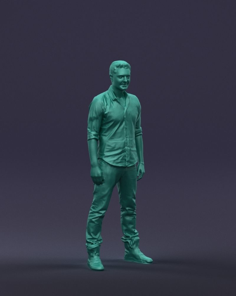 Young man in shirt and sneakers 0429 3D model_4