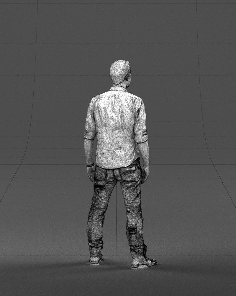 Young man in shirt and sneakers 0429 3D model_17