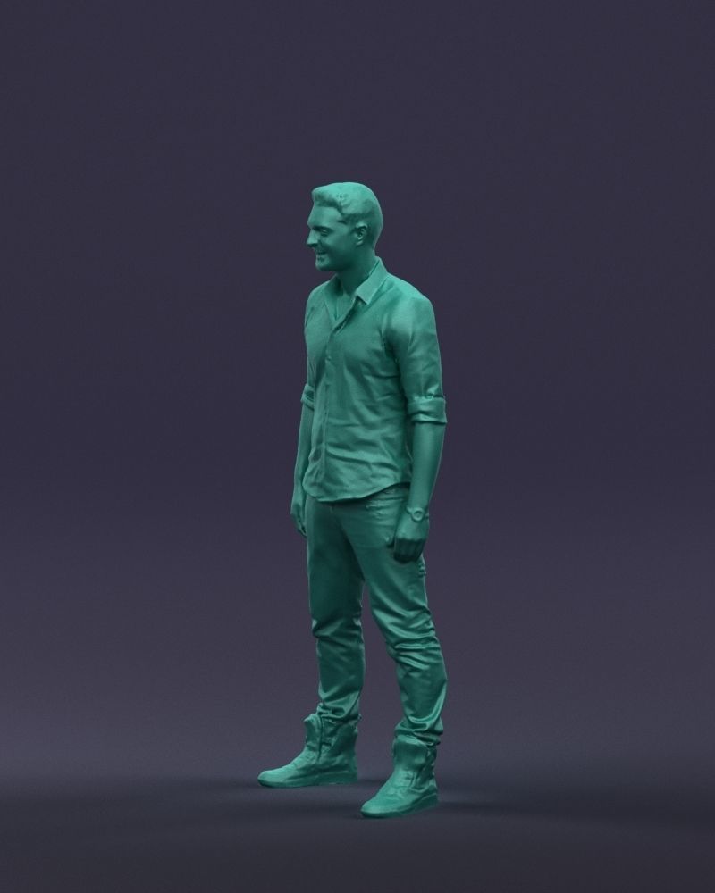 Young man in shirt and sneakers 0429 3D model_31
