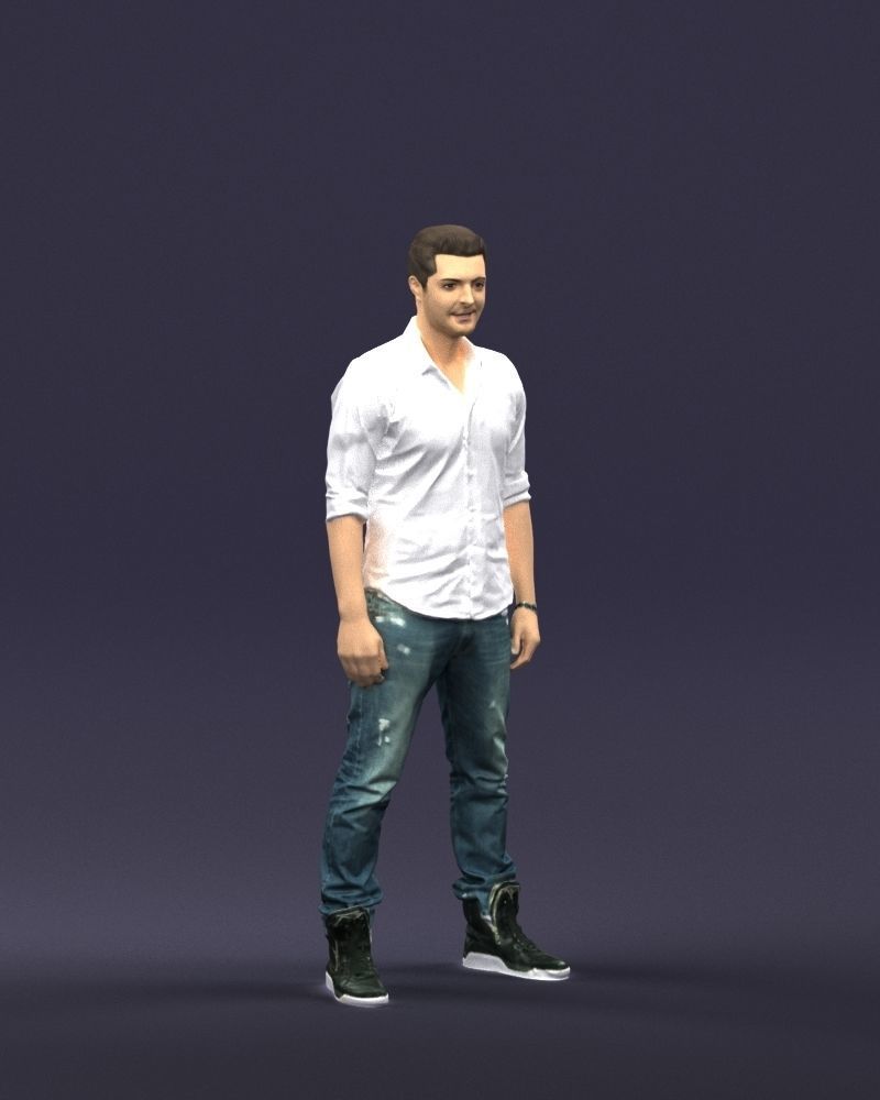 Young man in shirt and sneakers 0429 3D model_3
