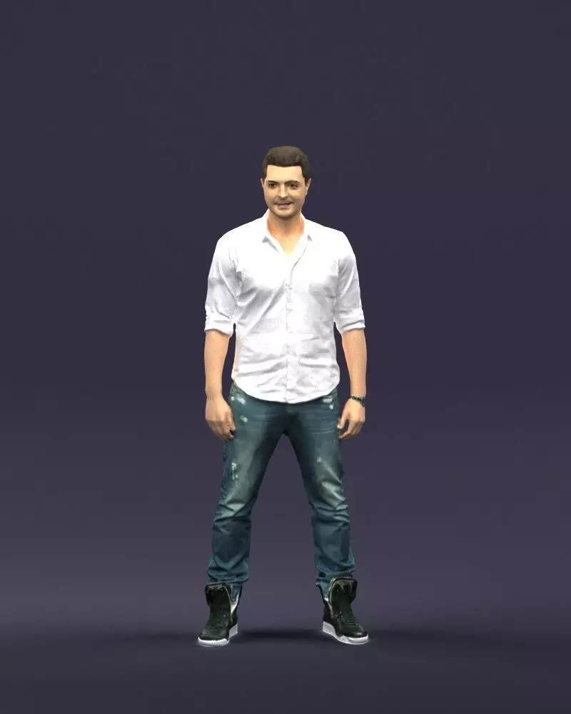 Young man in shirt and sneakers 0429 3D model_0