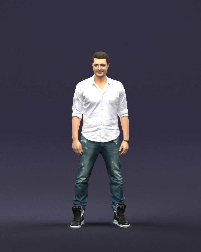 Young man in shirt and sneakers 0429 3D model_36