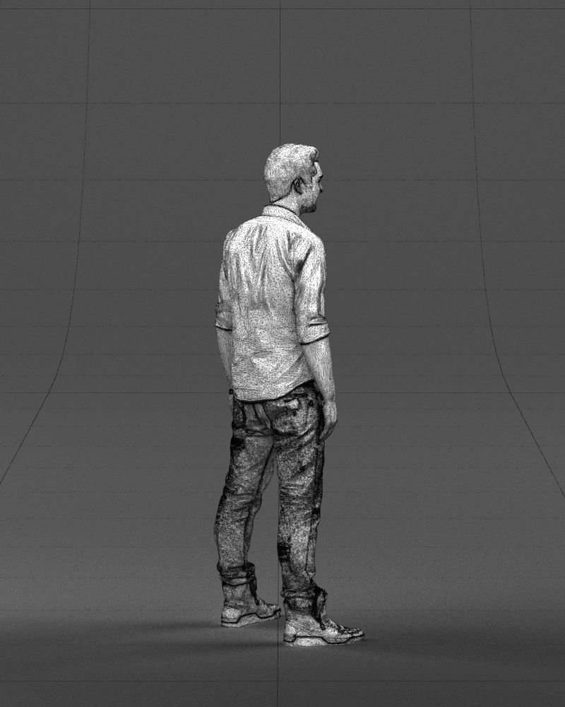 Young man in shirt and sneakers 0429 3D model_14