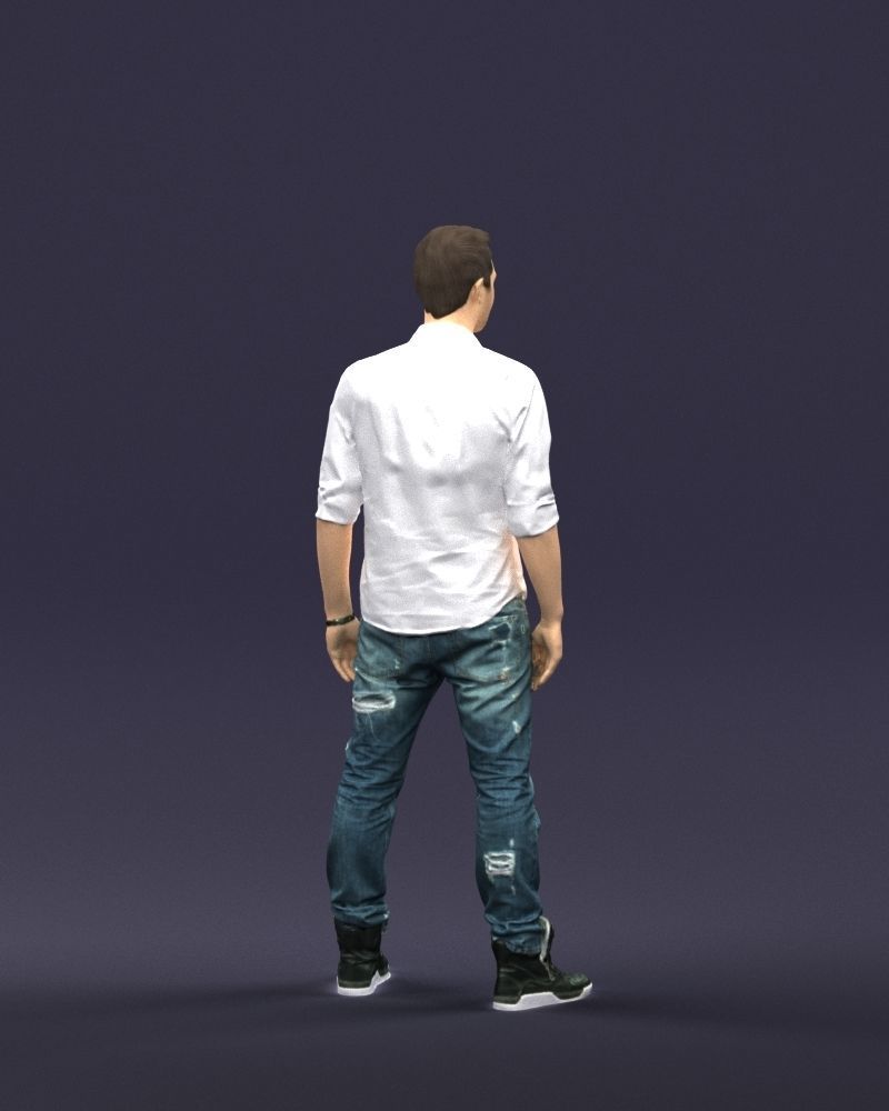Young man in shirt and sneakers 0429 3D model_15