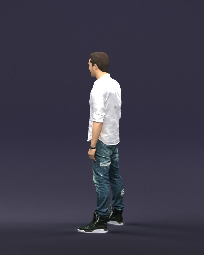Young man in shirt and sneakers 0429 3D model_24